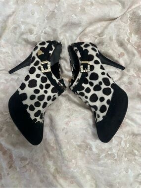 Dalmatian-Print Black & White Heeled Ankle Booties